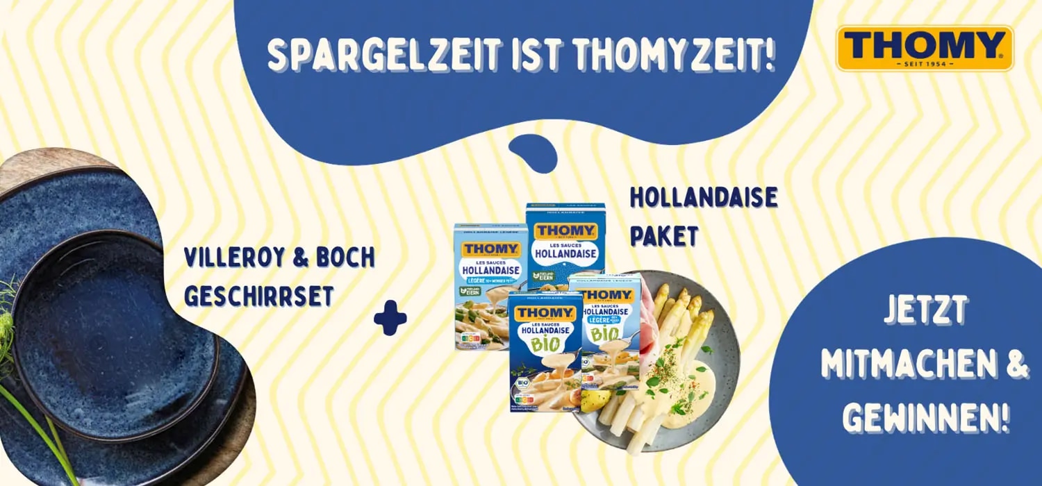 Abbildung des Geschirrsets, Hollandaisesaucen + Spargelgericht