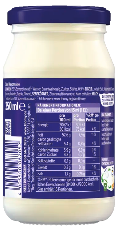 THOMY Salat Mayonnaise, 250 ml Glas