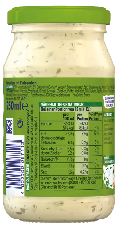 THOMY Gourmet Remoulade 250ml Glas
