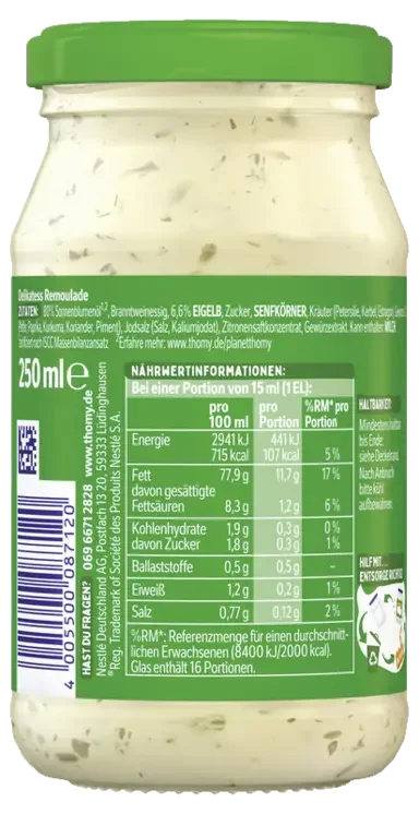 THOMY Delikatess Remoulade 250ml Glas