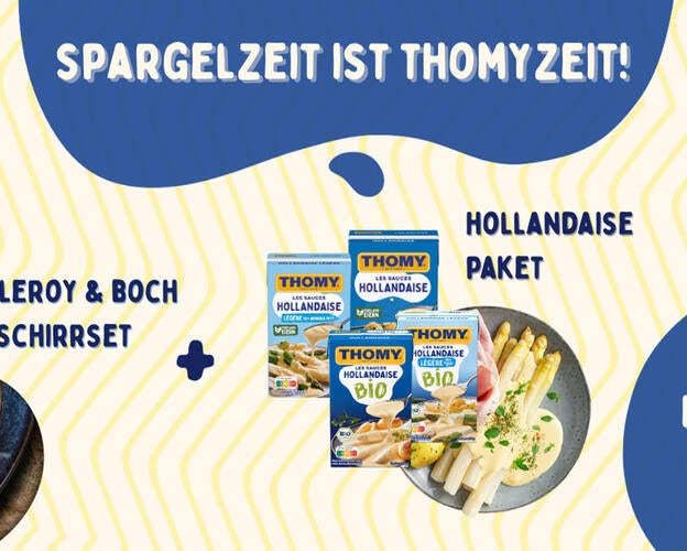 Abbildung des Geschirrsets, Hollandaisesaucen + Spargelgericht